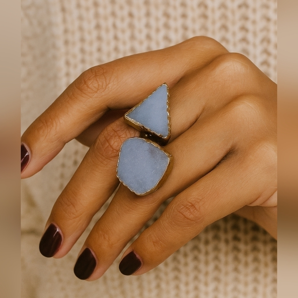 Vita New York Blue Druzy Quartz 925 Silver Ring
